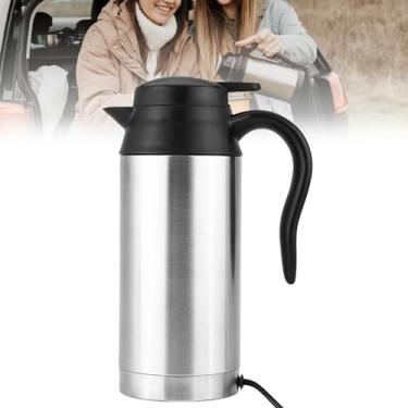 Imagem de Chaleira elétrica para carro, 750 ml, 12 V, acendedor de cigarro de aço inoxidável, garrafa elétrica de viagem, para aquecimento de água, café, leite e chá