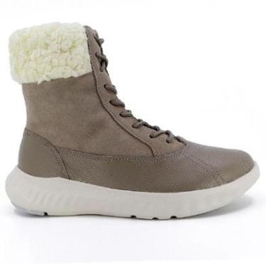 Imagem de Bota Usaflex Cano Medio com Pelos Cadarço e Ziper-Feminino