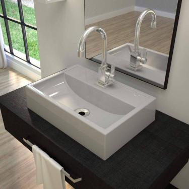 Imagem de Kit 3 Cubas de Apoio para Banheiro Q45w Retangular Compace Cinza