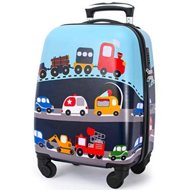 Imagem de GURHODVO Bagagem infantil com rodas giratórias para meninos e meninas, mala rígida, carrinho de viagem, presente para crianças, vehole, 18inch, Moderno