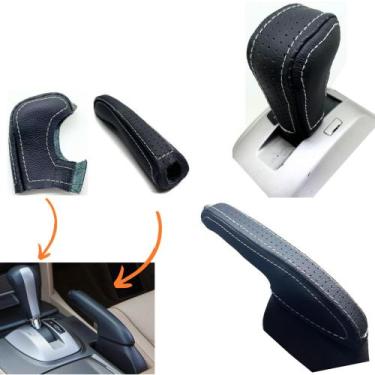 Imagem de Kit Capas Couro Manopla Câmbio Automático E Alavanca Freio De Mão Acco