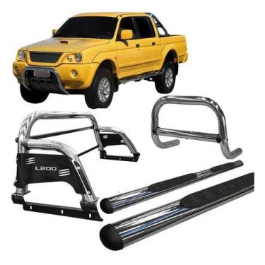 Imagem de Kit Quebra Mato_estribo_santo Antônio H3 L200 004 Cromado - HOZZ