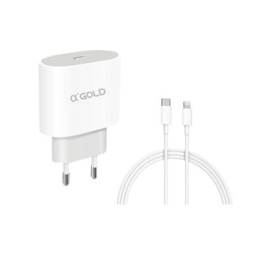Imagem de Cabo e Tomada Carregador Turbo  30W Tipo C Para iPhone - Gold, Branco