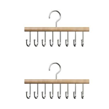 Imagem de YWJLQH 2 Peças Sutiã Cabide Armário Organizador Espaço Economia 360 ° Girando Tanque Superior Cabide Cinto para Regatas Cachecóis Cintos Casas, Cor Madeira