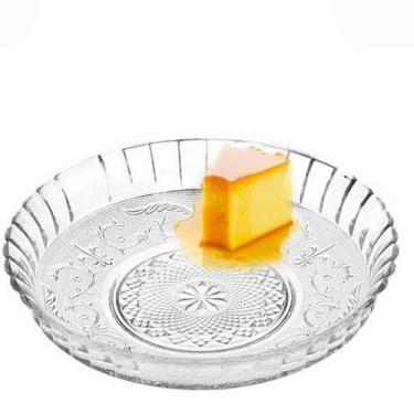Imagem de Prato para Pudim Bolo Torta Salada Vidro Decorado 30x6cm - Lyor
