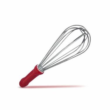 Imagem de Batedor 25cm Vermelho Arame Grosso para Massas de Pão Panelinha Rosa