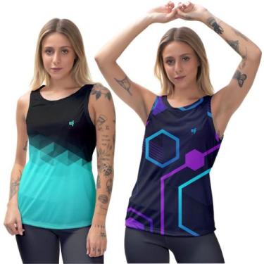 Imagem de Kit 2 Blusa Feminina Regata Fitness Esporte Treino Leve e Confortável 