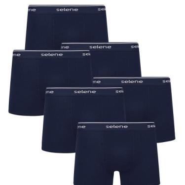 Imagem de 6 Cuecas Boxer Box Em Algodão Plus Size Tamanhos Grandes Selene, Marin