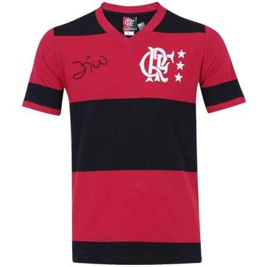Imagem de Camisa Flamengo Zico Retrô Libertadores Masculina - Preto e Vermelho -