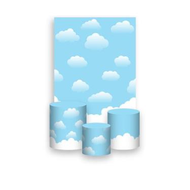 Imagem de Painel De Festa Vertical 1,50 x 2,20 + Trio De Capas Cilindro - Nuvens