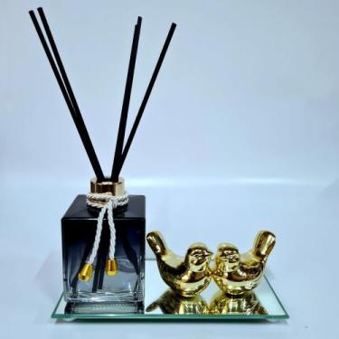 Imagem de Difusor Para Essência, Bandeja + 2 Pássaro. - R&A, Cubo preto dgd dour