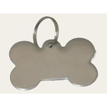 Imagem de placa pet de identificação caes formato osso em inox kit 100 peças - P