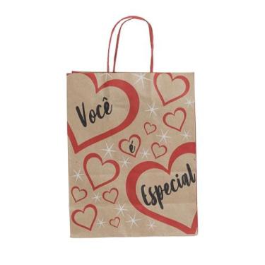 Imagem de Kit 10 Sacola Karft Presente Voce É Especial 23,5x10x31,5 cm - Dsitrbu