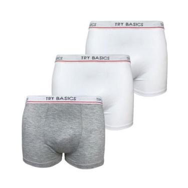 Imagem de Kit 3 Cuecas Boxers Infantil Box Algodão Cotton Conforto - Try Basics,