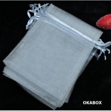 Imagem de 200 Saquinhos De Organza 13x18 Branco Fita Cetim-Lembrancinha - OKABOX