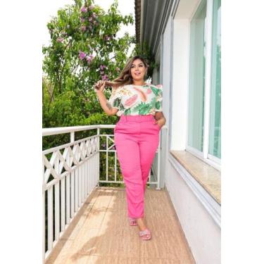 Imagem de Calça Alfaiataria Lavínia Feminina Plus Size Com Cinto Moda Elegante, 