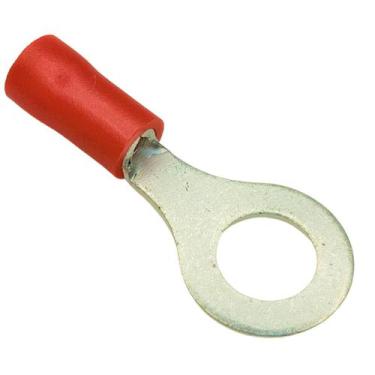 Imagem de Kit 100 Terminal Olhal Argola Pré Isolado Pvc 0,5mm a 1,5mm M6 Vermelh