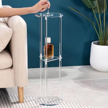 Imagem de Mesa Final de Acrílico, Mesas Laterais Transparentes de 3 Camadas Mesa de Bebida Acrílica Moderna e Estável, Mesa de Cabeceira de 7,9 X 23,6 Polegadas, Pequena Mesa de Centro