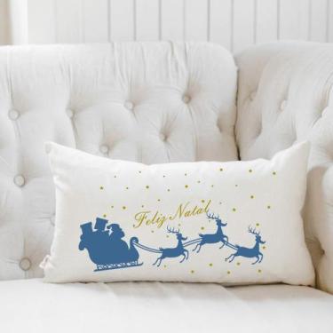 Imagem de Almofada Retangular Serigrafada 30x50cm Natal Azul - FASTLAR