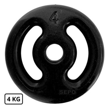 Imagem de Anilha Emborrachada Fitness 4 Kg Preta - SEPO
