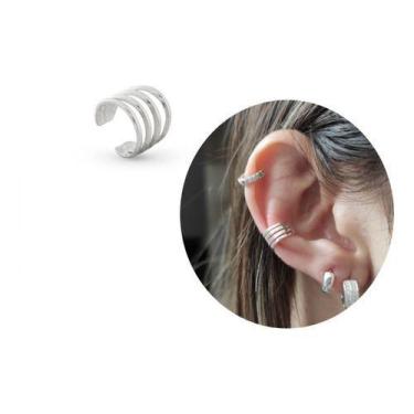 Imagem de Piercing Pressão Fake Orelha Ear Em Prata 925 Maciça 4 Fios - Cute Pra