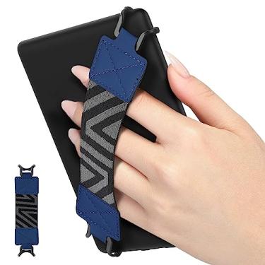 Imagem de MoKo Alça de mão de segurança para tablet Kindle eReaders Fire de 15 a 8 polegadas, Kindle/Kobo/Voyaga/Lenovo/Sony, suporte de mão leve e versátil de alta elasticidade, azul escuro