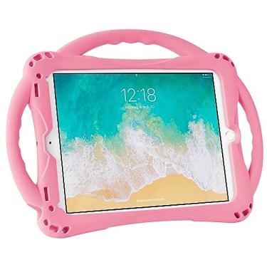 Imagem de Adocham Capa infantil para iPad 9,7 polegadas 2018/2017, capa infantil para iPad 6ª/5ª geração com alça e alça, capa infantil de silicone leve à prova de choque para iPad Air & Air 2 (rosa)
