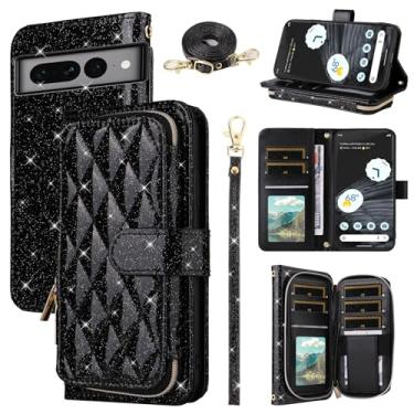 Imagem de Furill Capa carteira para Google Pixel 7 Pro 5G com alça de pulso transversal alça de ombro luxuosa de couro PU com suporte para celular com mais de 9 compartimentos para cartões para Pixel7Pro Pixel7