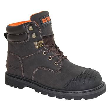 Imagem de Ad Tec Botas masculinas de 15 cm Crazy Horse Leather Certified Construction Work Boots, marrom | Biqueira de aço protetora e boné de borracha, Marrom, 8 Wide