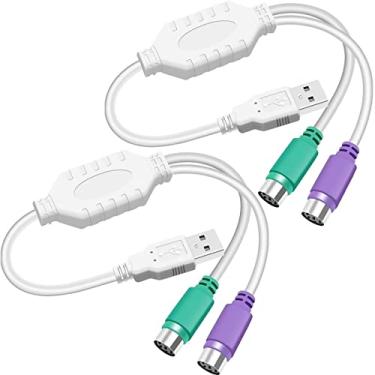 Imagem de DKARDU Cabo adaptador PS2 para USB A, cabo adaptador de teclado e mouse PS/2 macho para plugue USB A macho para mouse e teclado, adaptador de mouse de teclado PS2 de substituição, 2 peças