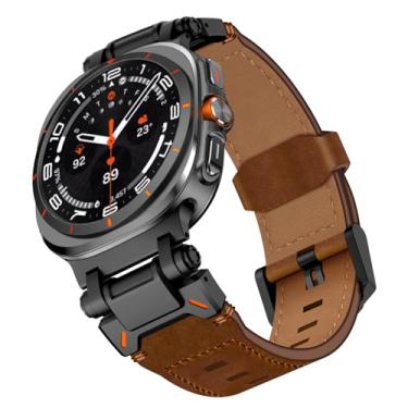Imagem de WINGLE Pulseira de couro para Samsung Galaxy Watch Ultra de 47 mm 2025/2024 masculina, resistente, de grão superior, com conector de metal, armadura clássica, casual, negócios, Galaxy Watch