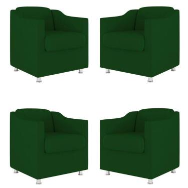 Imagem de Kit 04 Poltronas Decorativas Sala De Espera Clinica Suede Cor:Verde