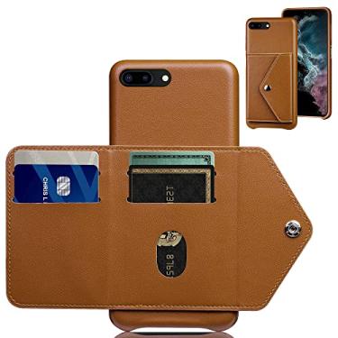 Imagem de XcaseBar Capa carteira para iPhone 7Plus/8 Plus 14.0 cm com suporte para cartão de crédito traseira couro PU capa protetora para apple 8Plus marrom claro
