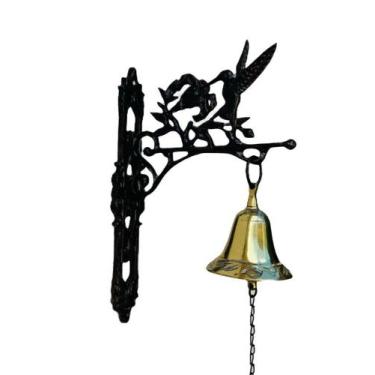 Imagem de Sino Bronze Passarinhos Beija Flor Parede Artesanal - artdanielmorro