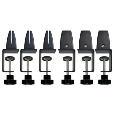 Imagem de Jhanw Clipes de suporte de proteção de espirros para painel de espessura de 1/8" a 1", clipes divisores de mesa ajustáveis, braçadeira de divisória de mesa de alumínio, clipes de divisórias de acrílico de acrílico preto, braçadeiras de painel de privacidade de mesa pacote com 6