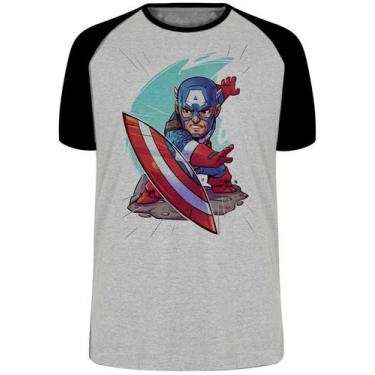 Imagem de Camiseta Capitão America Geek Blusa Plus Size extra grande adulto ou i