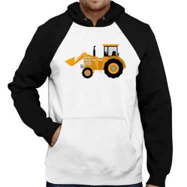 Imagem de Moletom Trator Pá Carregadeira Amarelo - Foca na Moda, Branco, Preto, 