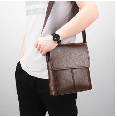 Imagem de Pasta Carteiro Transversal Masculina - Marrom - OKABOX