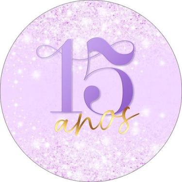 Imagem de Painel De Festa Redondo 1,50x1,50 - 15 Anos Efeito Glitter Lilás 313 -