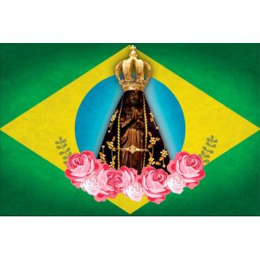 Imagem de Painel de Lona Bandeira do Brasil Nossa Senhora Aparecida Flores - Fab