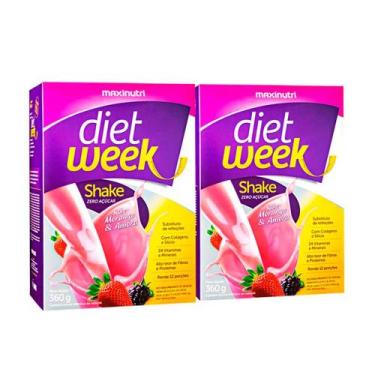 Imagem de Kit 2 Diet Week Shake Morango e Amora 360g Maxinutri