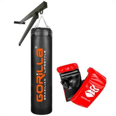 Imagem de Saco De Pancada 160 Cm + Luva  + Suporte Parede - Gorilla, Vermelho, ú