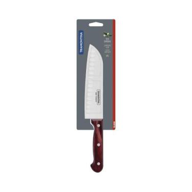 Imagem de Faca Tramontina Santoku Inox Madeira Polywood 7'' Vermelho