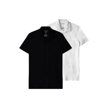 Imagem de Kit com 2 Camisetas Polo Masculina Malwee 1000004430, Branco, GG