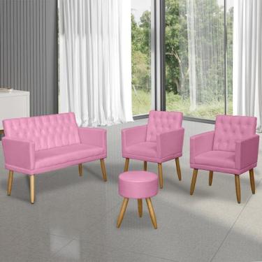 Imagem de Jogo 1 Namoradeira 2 Poltronas capitone com Puff para Recepção  Sala p