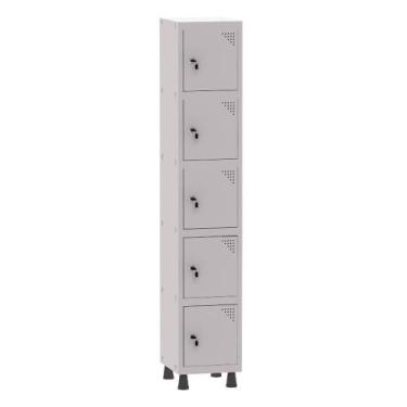 Imagem de Armário Guarda Volume Locker Roupeiro 1 Vão 5 Portas Aço GRF501/5 Cinz