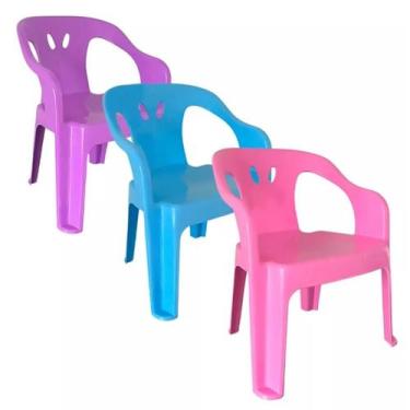Imagem de Cadeira Poltrona Infantil de Plástico para Criança Rosa Lilás Azul ou 