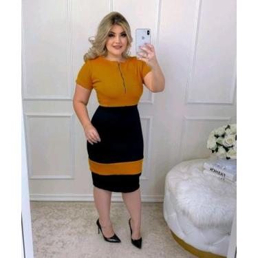 Imagem de Vestido Midi Plus Size Biocolor ziper Moda Feminina Evangélica - Miss 