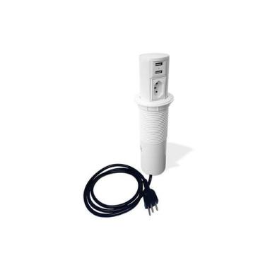 Imagem de Torre de Tomada Automática 1 Elétrica 10A + 2 USB Charger Branca - QTM