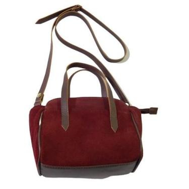 Imagem de Bolsa Pequena de Couro Camurçado Zup - Zup Bags, Vermelho